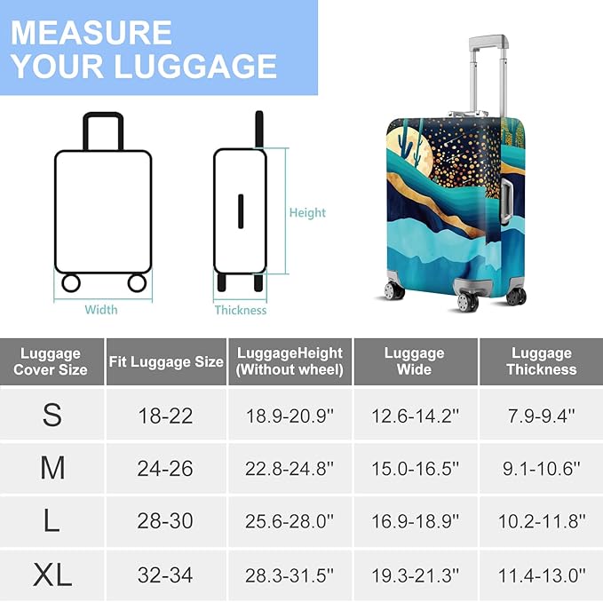 ANNA QUEEN Boho Night Desert Travel Luggage Cover -Stretchable Airplane Suitcase Protector Sleeve,Universal Washable Fit for 20-26 Inch Checked Baggage,Water Resistant Durable Luggage Protector