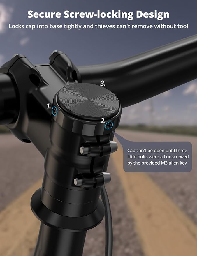 SUPMEGA Bike Mount for AirTag (Gen 1 & 2), Hidden Bicycle Stem Cap Mount for AirTag, Anti-Theft Bike GPS Tracker Accessory Waterproof Holder for Bicycles with Headset Cap Size of 1-1/8" & 1-1/4"