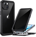 Lanhiem for iPhone 15 Privacy Case, Waterproof Dustproof Shockproof Cases for iPhone 15 with Privacy Screen Protector, Full Body Heavy Duty Protective Cover for iPhone 15-6.1 inch (Black)