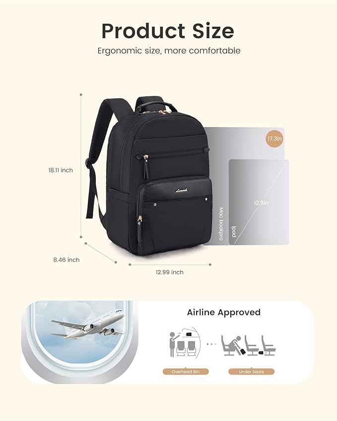 LOVEVOOK Laptop Backpack for Women with Leather Trim & Tumbler Pockets, 17.3" Work Backpack Purse, Travel Personal Item Bag, Carry On Business Computer Bag for Office, School, or Gift, Sage Green