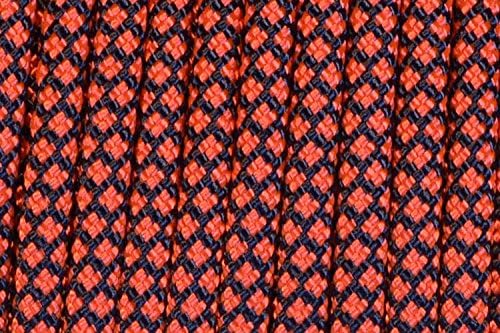 BORED? PARACORD! 550 lb Paracord – Ideal for Crafting, DIY Projects, Camping, Military & Active Outdoors – 300+ Colors – Tactical Parachute Cord Type III – Strong - Orange Diamonds 50 Feet