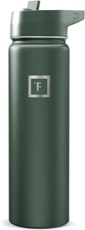 IRON °FLASK Camping & Hiking Hydration Flask with Straw, Wide Mouth Insulated Stainless Steel Sports Water Bottle - Dark Pine 24 oz - Straw (1 Lid)