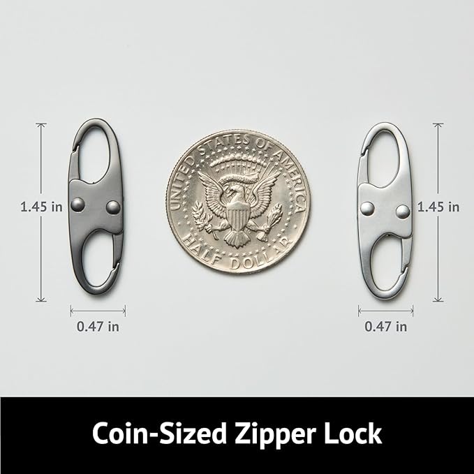 zelin Anti Theft Zipper Clips Double Opening Small Carabiner Clips, 8Pcs Elegant Zinc Alloy Zipper Pull Replacement for Travel, Commuting and Camping (Frost Silver)