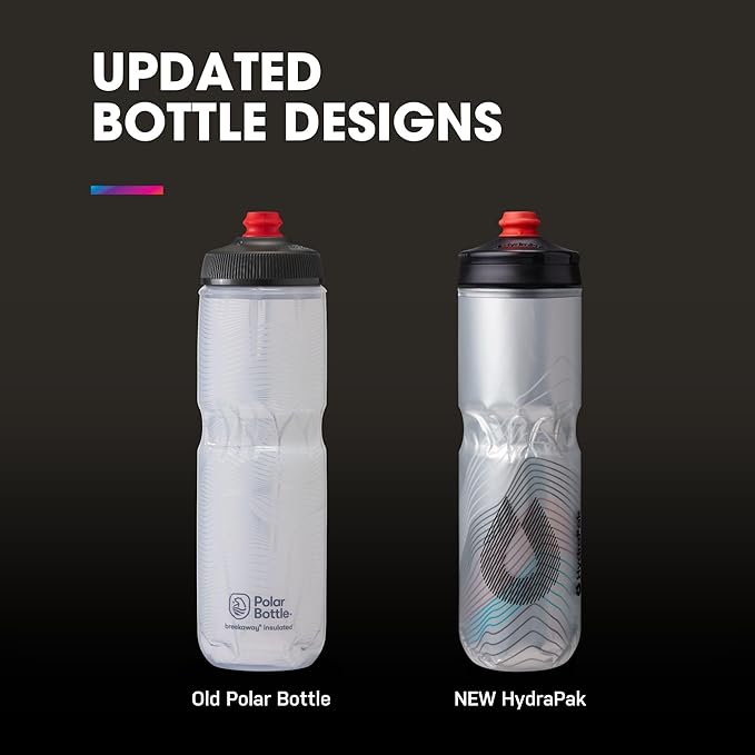 HydraPak | Polar Bottle - Polar Surge Insulated Bike Water Bottle 2-Pack - High Flow, Cycling & Sports Squeeze Bottle (Ascent Silver, 600ml / 20oz)