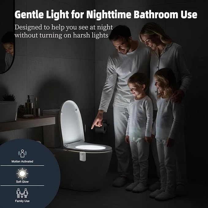 Chunace 3 Pack Toilet Night Lights with Motion Activated Sensor, 16 Colors LED Nightlight Inside Bowl, Cool Stuff for Bathroom Accessories Decor, Unique & Funny Housewarming Gadgets for Men/Kids 2025