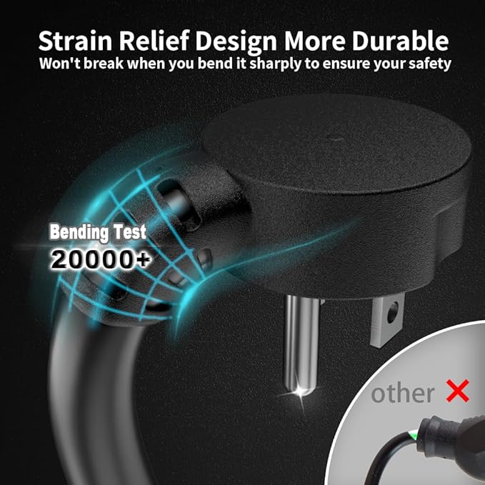 HUANCHAIN 14 Gauge 15 FT Flat Plug Extension Cord Black Indoor Outdoor, Heavy Duty 3 Prong Grounded Low Profile Extension Wire Flexible, 15A 1875W 125V 14AWG SJTW, ETL Listed.