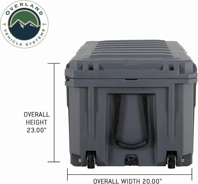 Overland Vehicle Systems 40100031 Dark Gray 169 QT Dry Box Storage with Wheels, Drain, and Bottle Opener | Waterproof Seal | Heavy-Duty Latches and Nylon Handles | Keeps Gear Safe, Dry and Organized