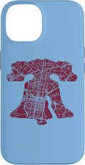 Philadelphia Street Map Liberty Bell Vintage Maroon Philly Case for iPhone 14