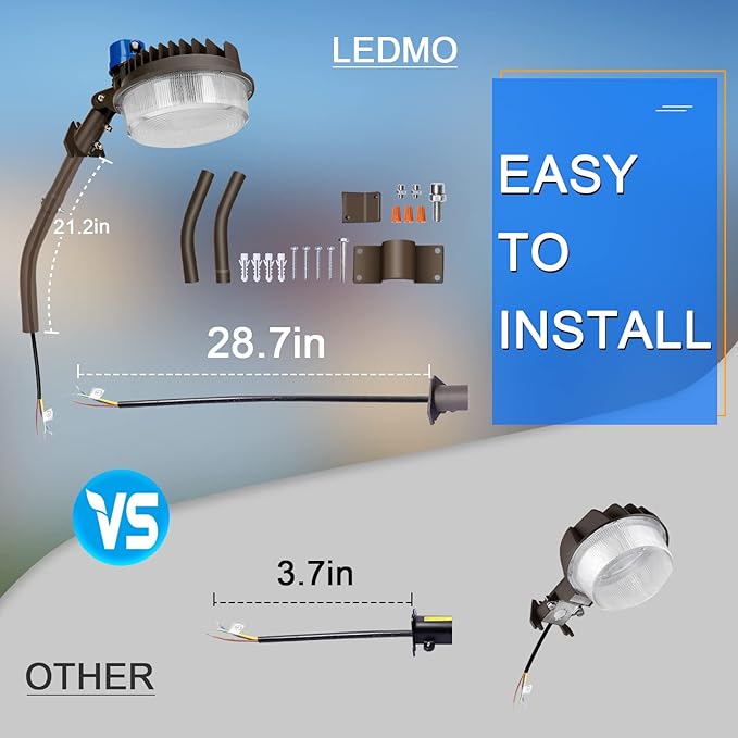 ledmo 120W LED Barn Light Dusk to Dawn Adjustable Angle with Mountiong Arms 18000LM Outdoor Lighting Yard Light with Photocell 5000K Brightset IP65 Waterproof Security Flood Lights