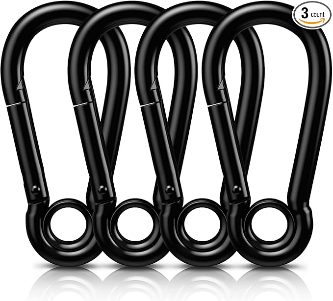AUTMATCH Carabiner Clips, 3" Spring Snap Hook Caribeener Clips Buckle Heavy Duty Locking Carabiners Chain Quick Links, 4 Pack