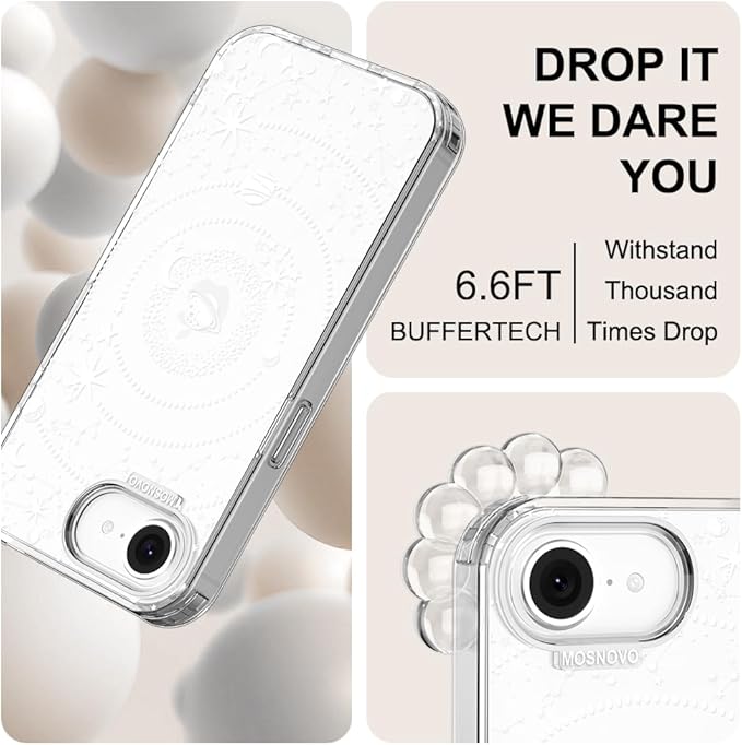 MOSNOVO for iPhone 17e Case/iPhone 16e Case, Shockproof Military-Grade Protection 6.6ft Drop Tested, Clear Phone Case for iPhone 16e / iPhone 17e, Galaxy Design