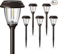 XMCOSY+ Solar Pathway Lights Outdoor, Glass & Stainless Steel Garden Lights with 2 Lighting Modes (10/25 LM), IP65 Waterproof, Warm White for Yard, Walkway, Driveway, Patio & Path (6 Pack)