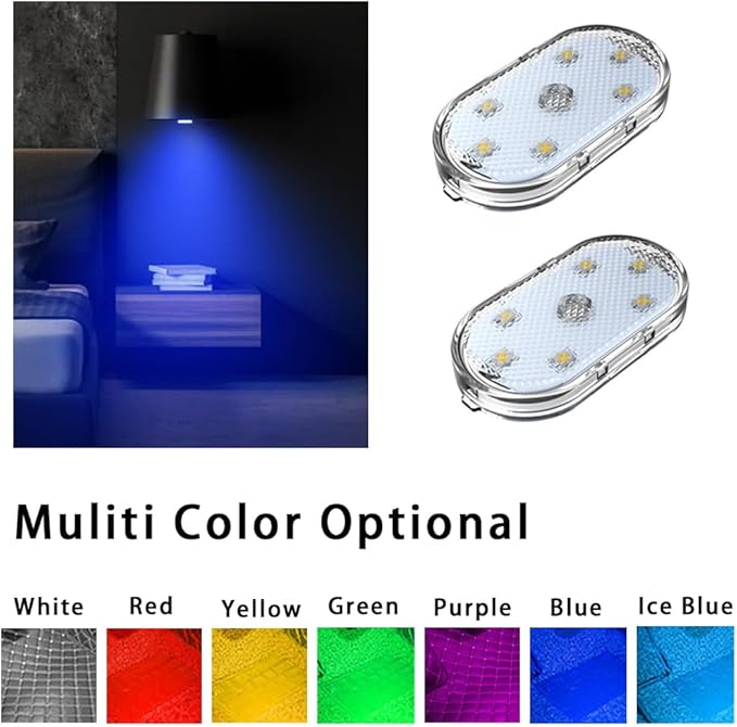 Mini LED Closet Light Wireless Touch Light USB Rechargeable Multi Color Cabinet Lighting for Bedroom Wardrobe Counter Kitchen (4Pcs/Pack) (Ice Blue)