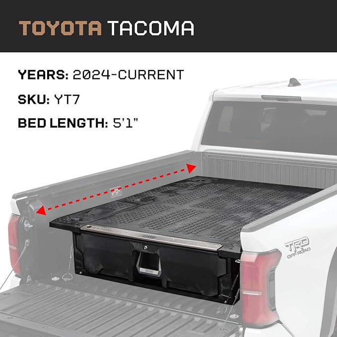 DECKED Truck Bed Storage System with System Accessories | Compatible with Toyota Tacoma (2024-Current) 5'1"