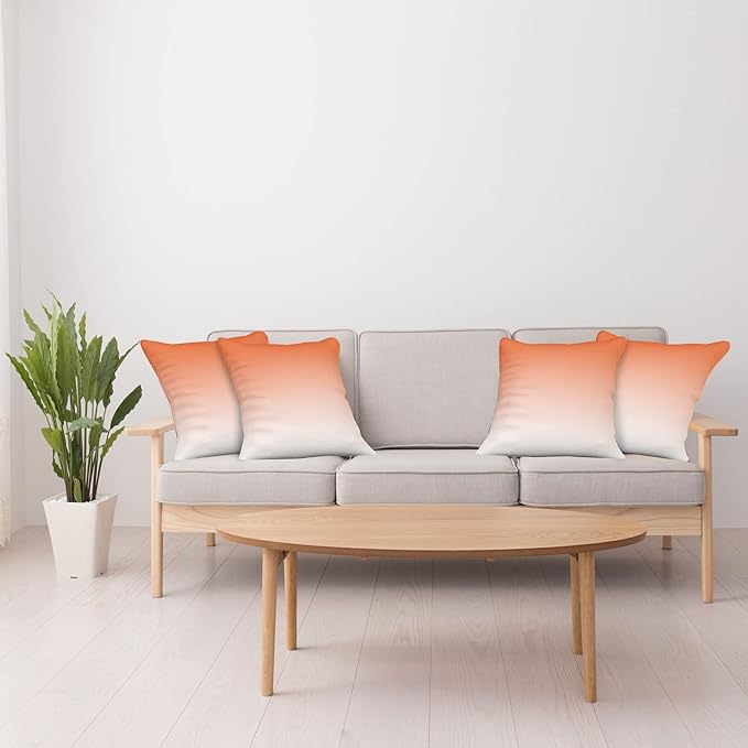 Ambesonne Ombre Decorative Throw Pillow Case Pack of 4, Scorching Sunset in The Hot Desert Inspired Dusk Orange Ombre Digital Art Design Print, Cushion Cover for Couch Living Room Car, 18", Orange