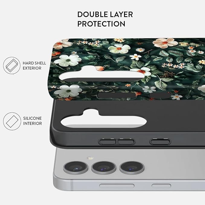Compatible for Samsung Galaxy S26 Plus 5G Case, Dual Layer Heavy Duty 2 in 1 Shockproof Protective Phone Case,Floral Elegance