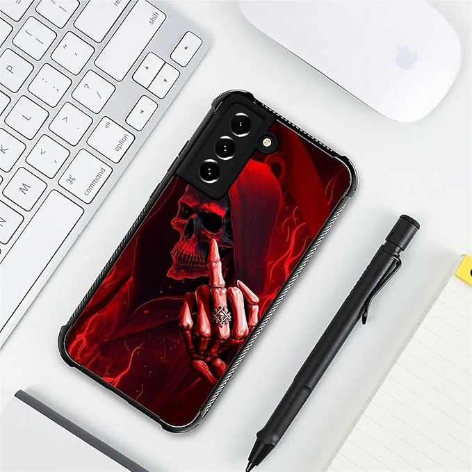 for Samsung Galaxy S22 Plus Case, Gestures Funny Skull Pattern Graphic Design Girl Boy Soft Silicone Hard Acrylic Shock Protection for Samsung Galaxy S22 Plus