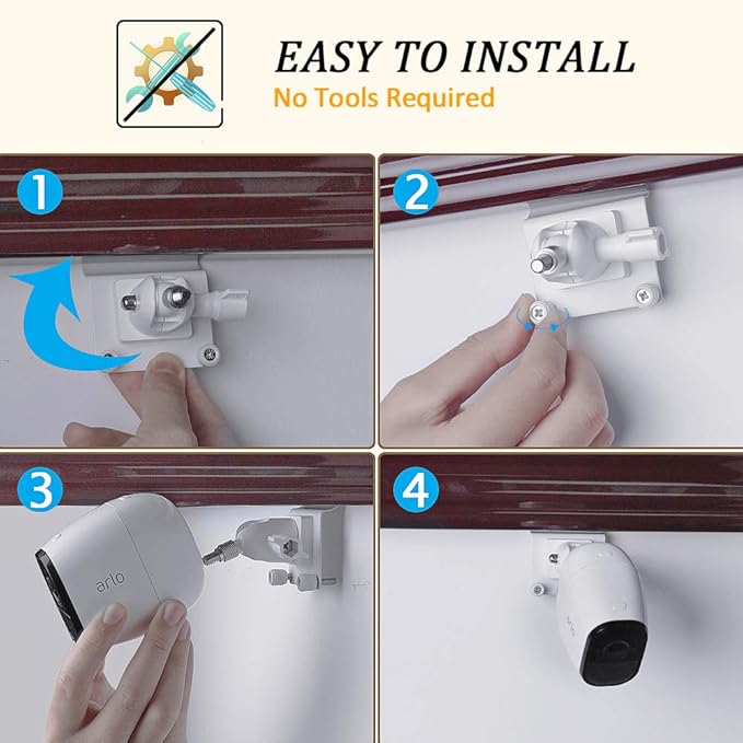 HOLACA [Upgraded Version] Vinyl Siding Clips for Arlo ZUMIMALL Ring Eufy Security Camera, Hanger Hooks for Mounting Security Camera, Weatherproof Stainless Steel Material (1 Pack, White)