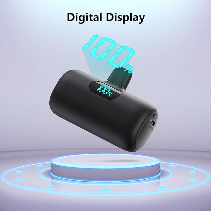 Mini Portable Charger for iPhone 14/13 Series,Upgraded 5000mAh PD Fast Charging Battery Pack,LCD Display Cute Power Bank Portable Phone Charger for iPhone 14/14 Pro Max/13/12 Pro/11/XS/XR/X/8/7/6