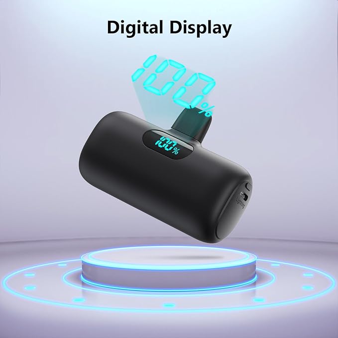 [2-Pack]Mini Portable Charger for iPhone,Upgraded 5000mAh PD Fast Charging Battery Pack,LCD Display Cute Power Bank Portable Phone Charger for iPhone 14/14 Pro Max/13/13 Pro/12 Pro/11/XS/XR/X/8/7