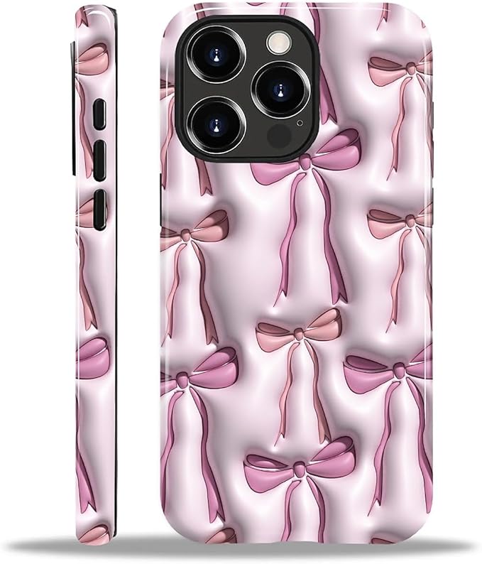 for iPhone 15 Pro Case,HL2 Abstract Ribbons Bows Hybrid 2 Layer Hard Shell Silicone Protective Pattern Design Case