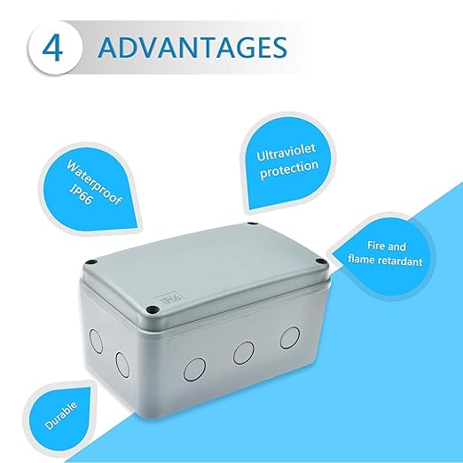 Nineleaf Waterproof Electrical Box,1PK Plastic Junction Box,IP66 External Electrical Project Enclosure Grey,7 1/8" x 4 1/2 "x 4" inch(181x111x100 mm),Fit M20*1.5mm Cable Gland for Outdoor Use