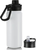 16 oz Insulated Water Bottle with Straw Lids, Stainless Steel Kids Water Bottles for School, Double Wall Vacuum Metal Water Bottle with Straw & Wide Mouth Lid, White 1 Pack
