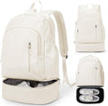 Gym Backpack for Women Men, Lightweight Gym Bag with Shoe Compartment, Waterproof Sports Backpack with Wet Pocket for Yoga Fitness Sports, Beige