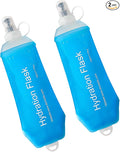 WILDREEDS 500ml Soft Flask, TPU Collapsible Soft Water Bottle for Hydration Pack, Running Vest, Folding Water Bottle for Hiking Cycling Climbing-2Pcs, Blue