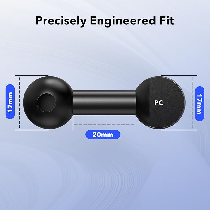 17mm Ball Adapter – Compatible with Garmin GPS Mounts and 17mm Socket Phone Holders