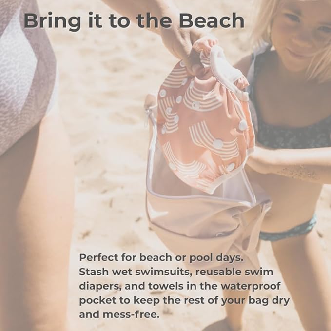Nora's Nursery Wet Dry Bags with Two Zippered Pockets - Reusable and Washable Wet Bag for Swimming, Travel, Beach, Pool, Daycare, Cloth Diapers, Toiletries and Swimsuits - 11x15 - Boho - 2 Pack