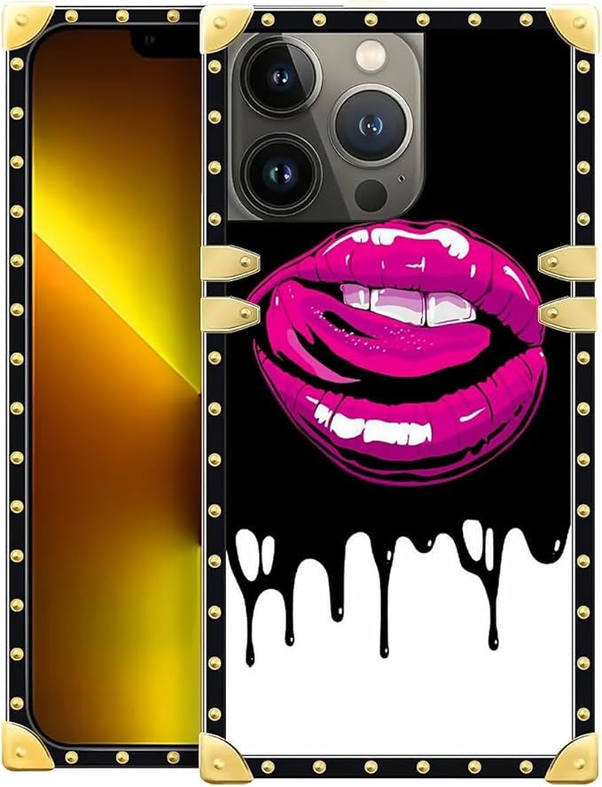 Compatible with iPhone 13 Pro Max Case, Black White Red Slap Sexy Luxury Golden Decoration for Girl Women Soft TPU Shockproof Protective Hard PC Back for iPhone 13 Pro Max