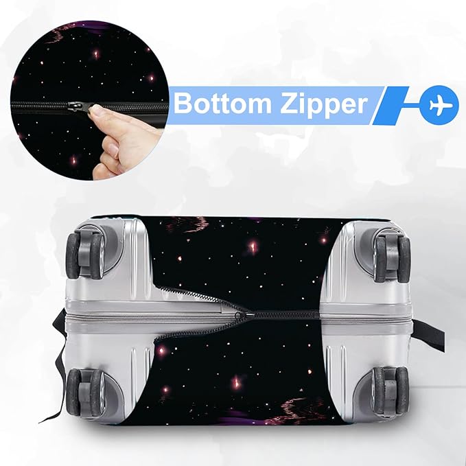 ANNA QUEEN Cosmic Purple Saturn Luggage Cover-Stretchable,Water Resistant & Durable Suitcase Protector,Universal Washable Fit for 32-34 Inch Checked Baggage