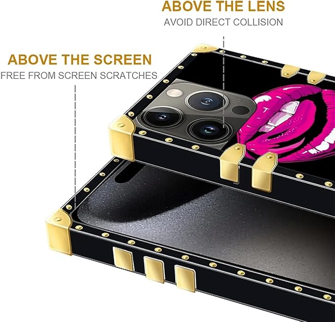 Compatible with iPhone 16 Pro Max Case, Black White Red Slap Sexy Luxury Golden Decoration for Girl Women Soft TPU Shockproof Protective Hard PC Back for iPhone 16 Pro Max