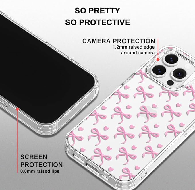 MOSNOVO Case for iPhone 14 Pro Max, [Buffertech 6.6ft Military-Grade Drop Protection] [Anti Peel Off Tech] Clear TPU Bumper Phone Case Cover Design - Bowtiful Love