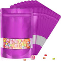 4"x6" 120pcs Mylar Bags for Food Storage,Smell Proof Bag with Matte Window Resealable Food Storage Bags for Small Business, Stand-up Foil Pouch Packaging Freeze Dried Candy Bag（Purple）