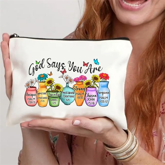 God Says You Are - Cosmetic Bag Makeup Bags Cute Travel Bag For Women, Travel Essential Lightweight Makeup Organizer, Versatile Coin Purse (F0074)