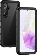 Lanhiem for Samsung Galaxy A35 5G Case, IP68 Waterproof Dustproof, Built-in Screen Protector, Rugged Full Body Shockproof Protective Cover for Samsung A35 5G /4G 6.6", Black/Clear