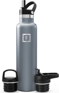 IRON °FLASK Camping & Hiking Hydration Flask with Straw, BPA-Free Insulated Stainless Steel Sports Water Bottle - 24 oz Graphite