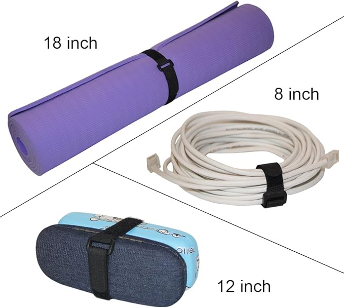 YiwerDer 32Pcs Reusable Fastening Cable Straps and Cable Ties with Buckles, Variety Sizes 8"-12"-18"-24"-36", Premium Adjustable Multi-Purpose Hook and Loop Cinch Strap Cord Ties