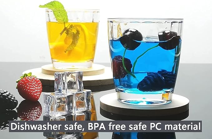 10 Oz Unbreakable Tritan Drinking Glasses Shatterproof Acrylic Glasses Drinkware BPA Free Hard Plastic Cups Reusable Kitchen Water Glasses Drinking Set of 6 (Clear)