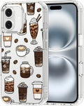 MOSNOVO Case for iPhone 16 Plus, [Buffertech 6.6ft Military-Grade Drop Protection] [Anti Peel Off Tech] Clear TPU Bumper Phone Case Cover Design - Coffee