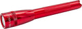 Maglite Mini LED 2-Cell AA Flashlight – High-Powered Compact LED Light with Multi-Mode Function, Water-Resistant Aluminum Build, Adjustable Beam, Includes Batteries & Holster – Red