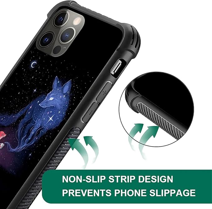 for iPhone 11 Pro Max Case, Galaxy Fox Wolf Pattern Graphic Design Girl Boy Soft Silicone Hard Acrylic Shock Protection for iPhone 11 Pro Max