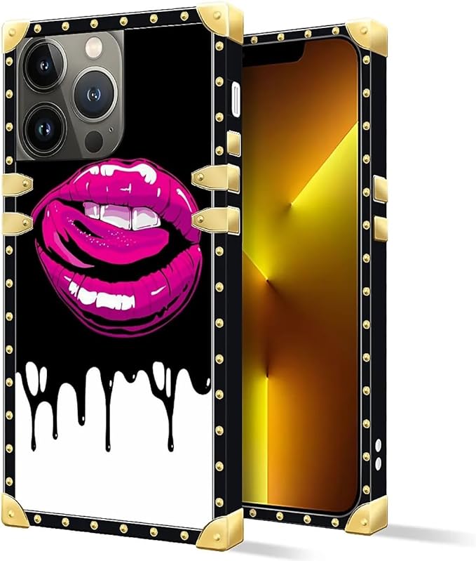Compatible with iPhone 13 Pro Case, Black White Red Slap Sexy Luxury Golden Decoration for Girl Women Soft TPU Shockproof Protective Hard PC Back for iPhone 13 Pro