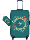 World Travel Luggage Covers and Luggage Tags Tsa Approved, Elastic Washable Fashionable Anti-Scratch Protector, Birthday Gifts for Men Women (L 26-28 Inch Luggage)
