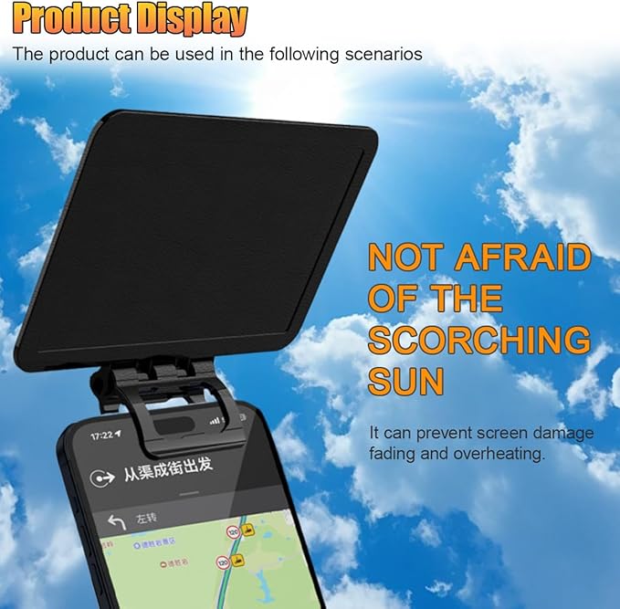 ZIMISI Cell Phone Sun Protection Umbrella, Anti-UV Anti-Glare Anti-Reflection Sun Visor, Adjustable Phone Sunshade Cover, Universal Car Outdoor Travel Accessories for All Smartphones (1PC)