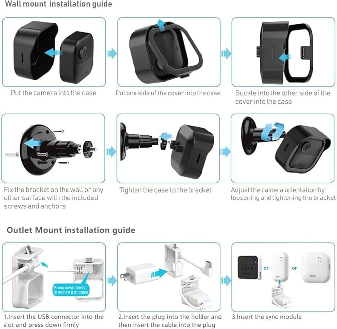 All-New Blink Outdoor Camera Surveillance Mount, 8 Pack Weatherproof Protective Housing and 360 Degree Adjustable Mount for Blink Outdoor 4/Outdoor 2K+/3rd Gen Camera, Black (Camera Not Included)