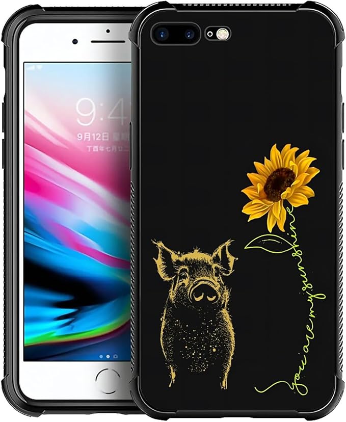 Case for iPhone 7 Plus/8 Plus, Soft Silicone Hard Acrylic Protection, Sunshine Pattern, Yellow