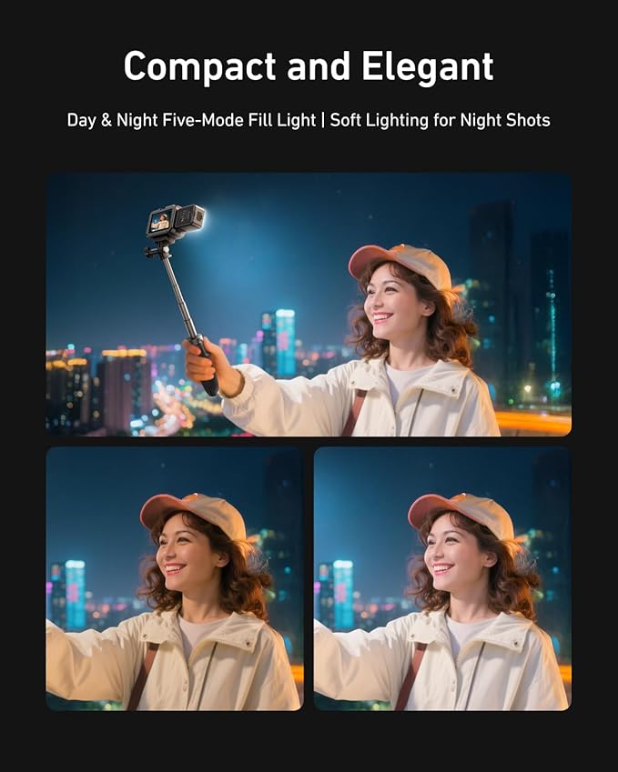 TELESIN Vlogging Light Mini LED Action Camera Video Light Magnetic Photography Fill Lighting for DJI Osmo Action 6 Action 5 Pro 4/3 Camera Cage Accessories